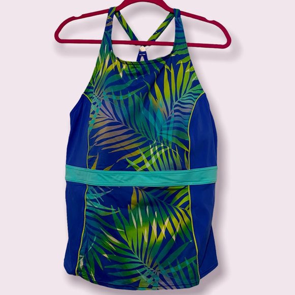 Land's End Tropical Racer Back Tankini - Picture 1 of 8